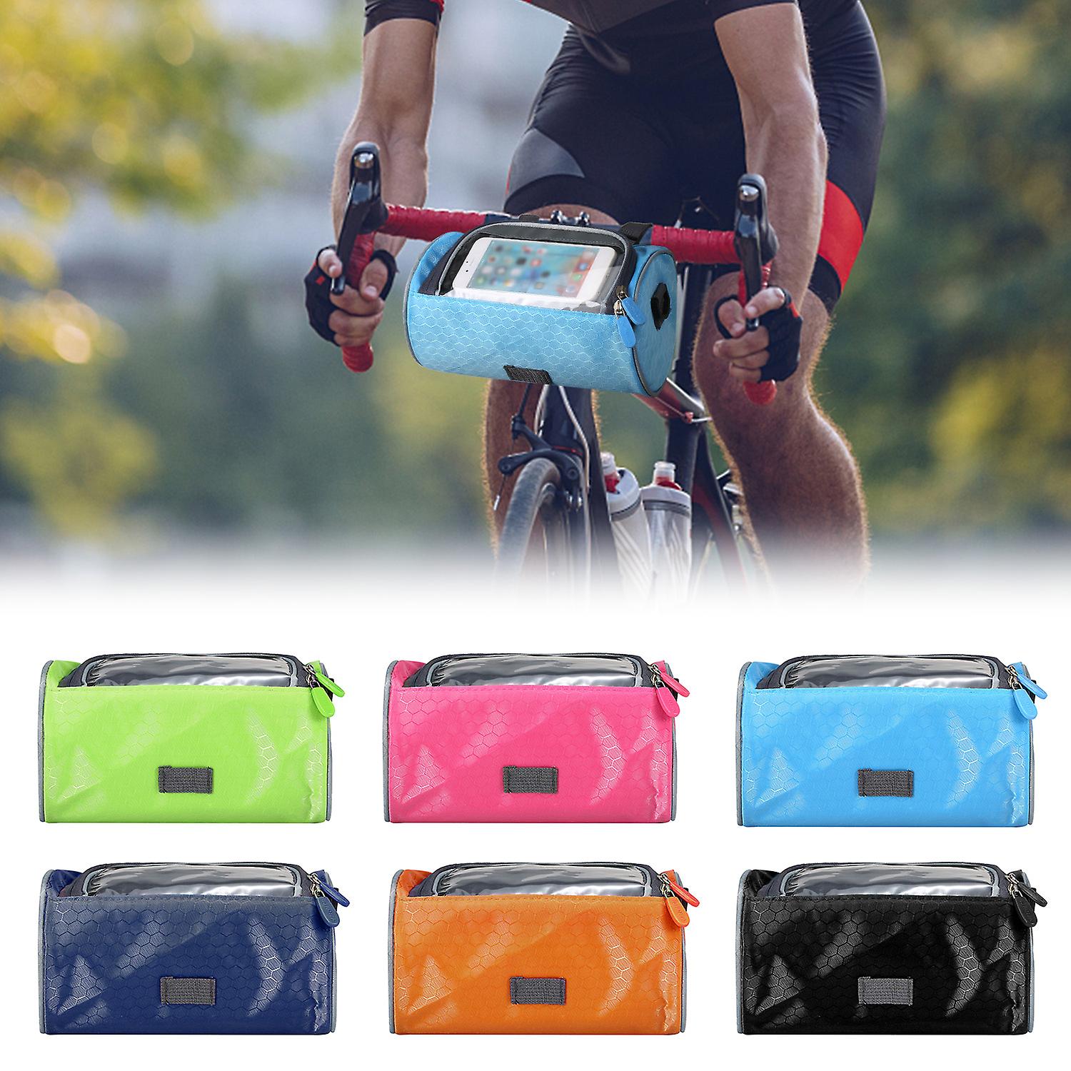 Waterproof Bike Handlebar Bag Bicycle Front Bag Touchscreen Phone Holder Bag Pack Shoulder Bag Mtb Cycling Storage Bag Pannier White