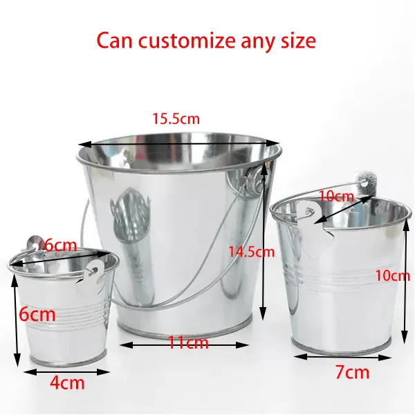 Christmas Custom Logo Small Metal Bucket Gift With Wooden Handle  Factory Wholesale