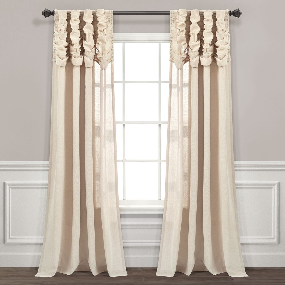 Lush Decor Ruched Waterfall Linen Window Curtain Single Panel   84\