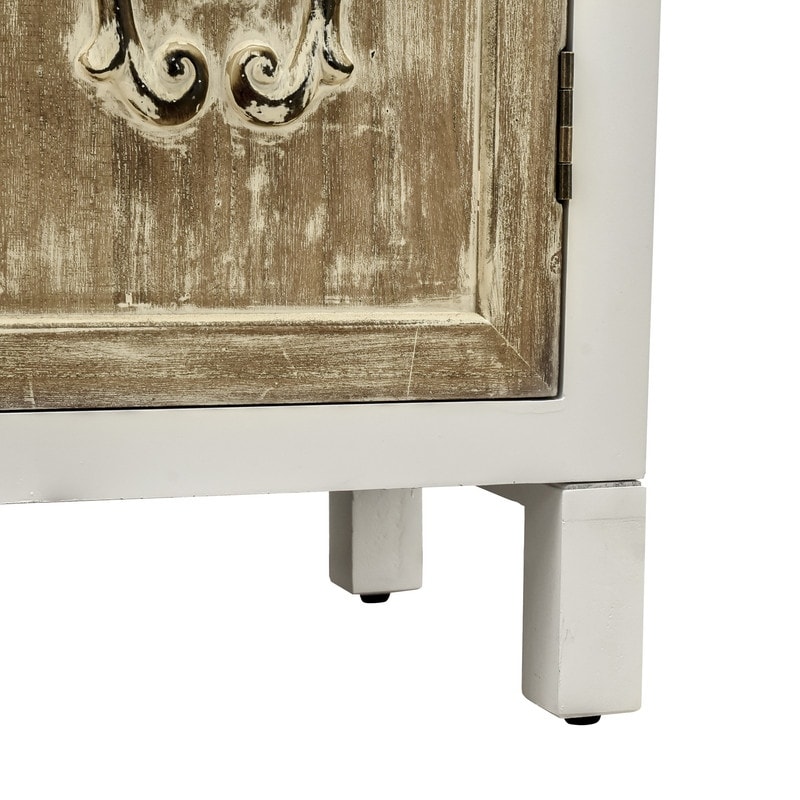 Distinctive Design Versatile Storage Carved Accent Cabinet with Vintage Charm