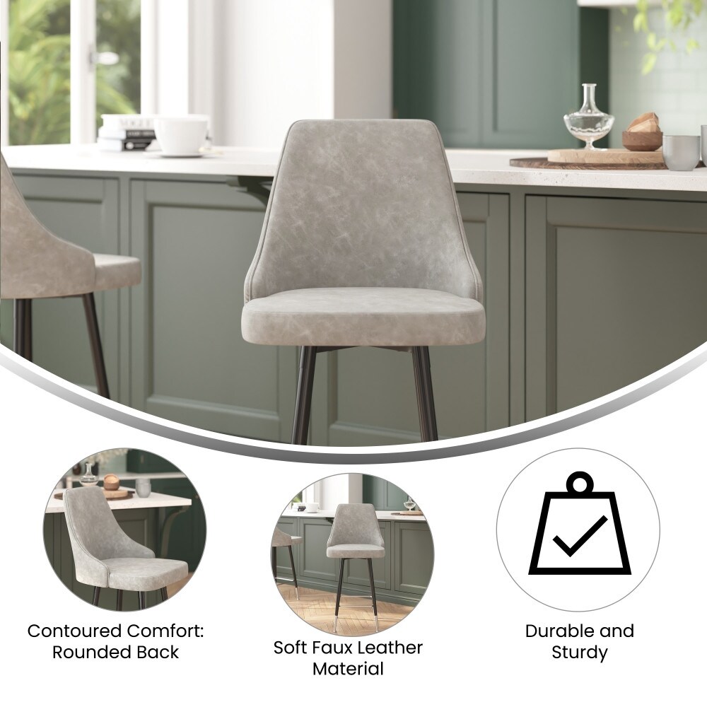 Armless Upholstered Counter Stools with Accented Metal Frames