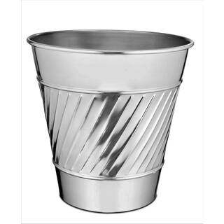 Monarch Abode Handcrafted Crest and Wave Embossed Metal Wastebasket (Nickel) 39328