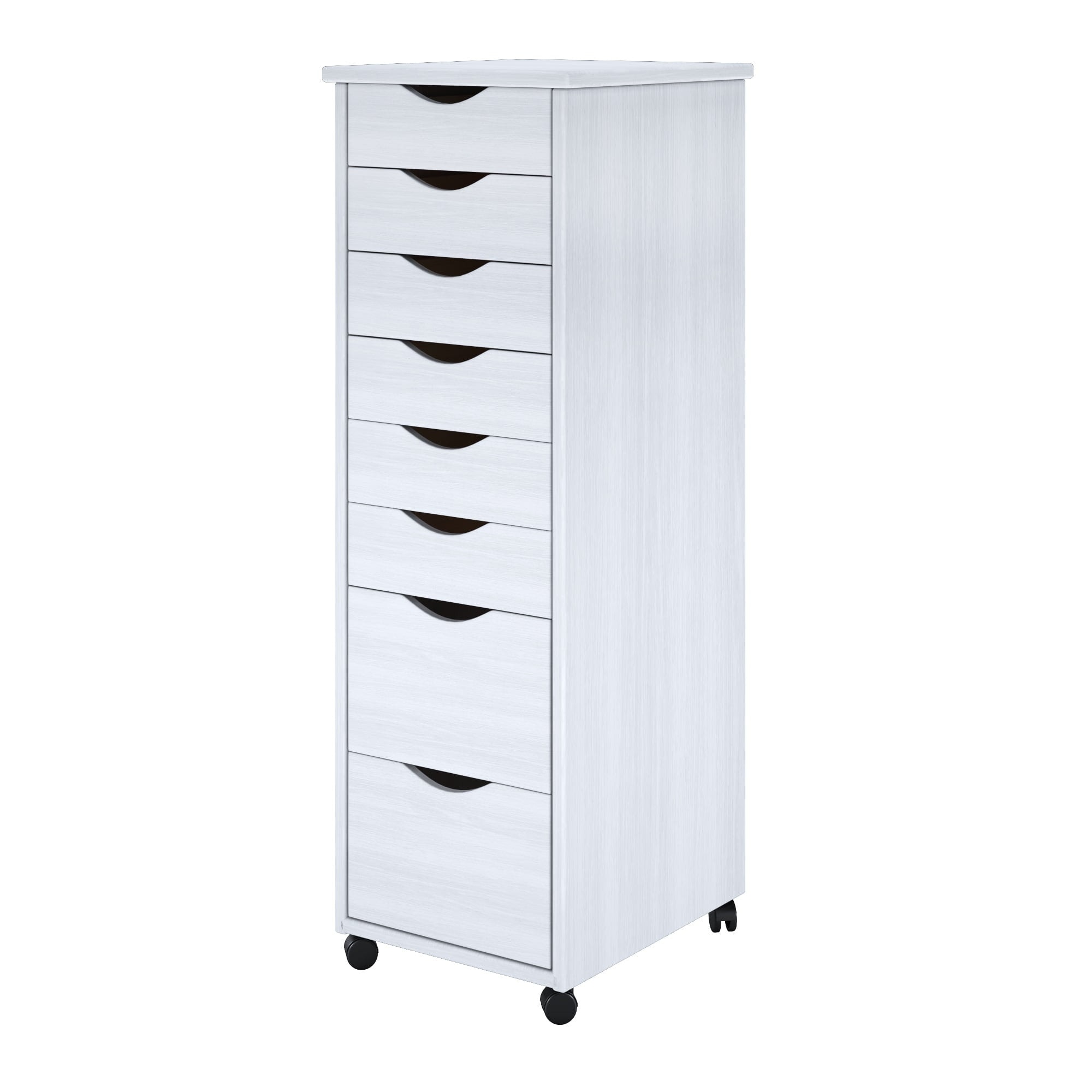 Solid Wood 6+2 Drawer Roll Cart - White