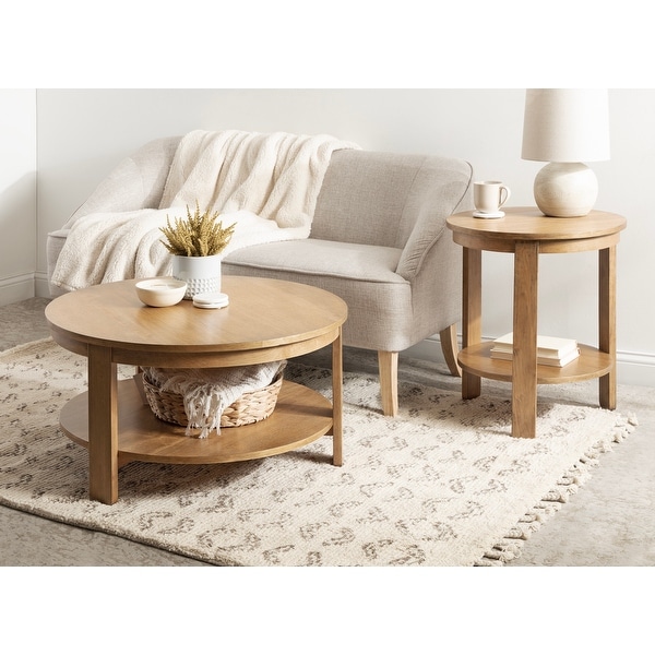 Kate and Laurel Foxford Round Wood Coffee Table - 34x34x17