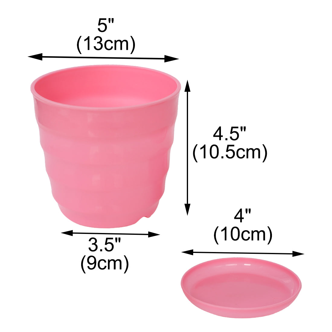 Uxcell Home Office Desk Plastic Cylindrical Plant Planter Holder Flower Pot Pink