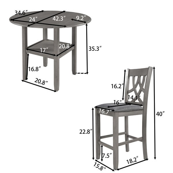 3 Piece Dining Table Set with Drop Leaf Table