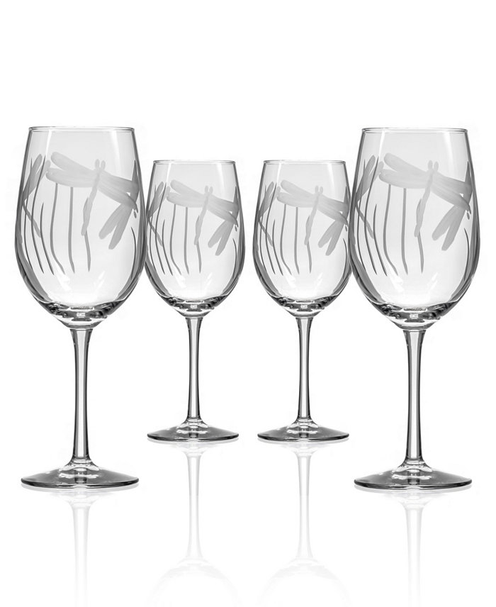 Rolf Glass Dragonfly White Wine Glass 12Oz - Set Of 4 Glasses