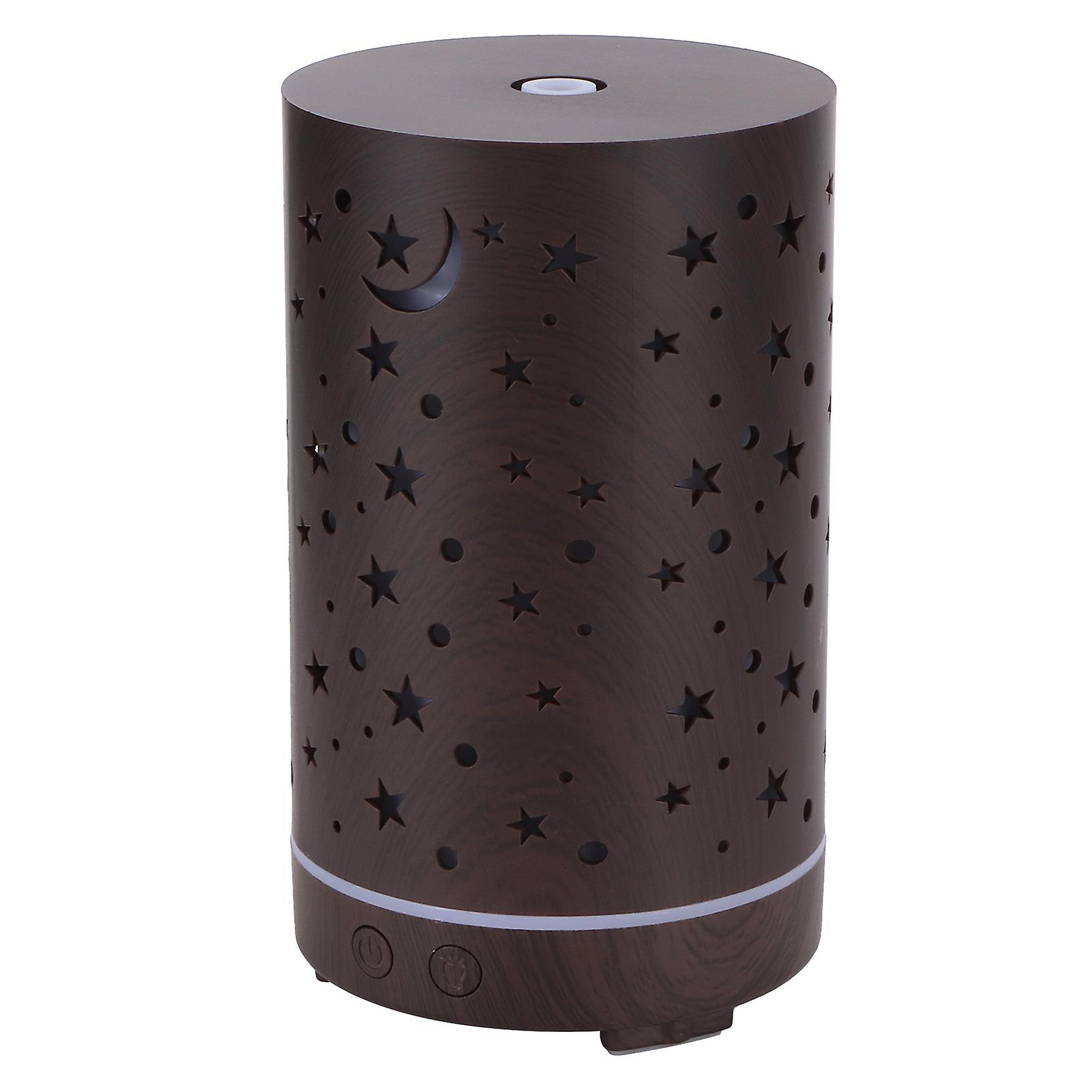 200ml 2 In 1 Desktop Aroma Air Humidifier Hollow Aroma Diffuser Dark Wood Grain 100-240vau Plug