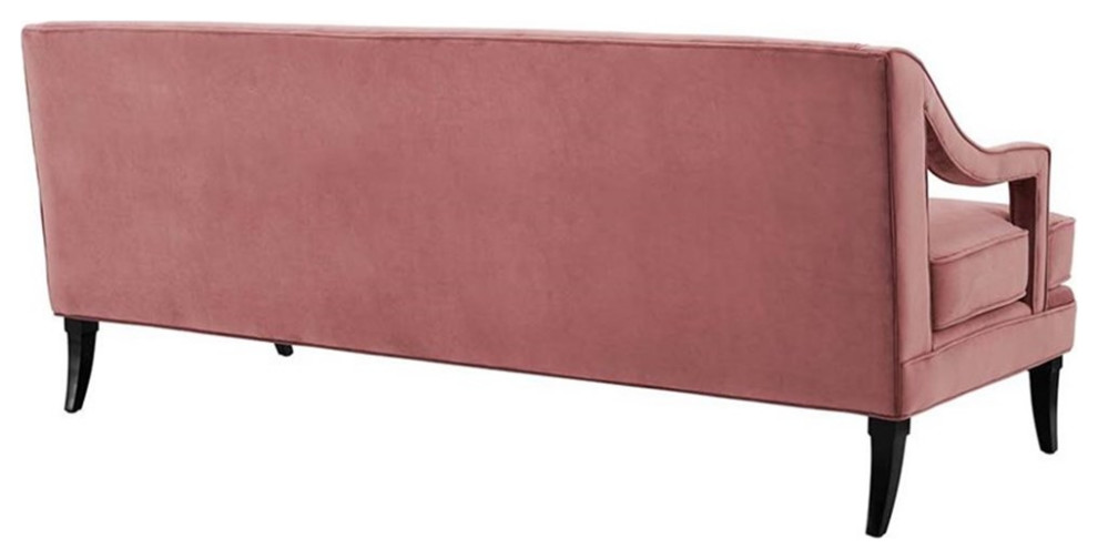 Modway Concur Tufted Performance Velvet Sofa in Dusty Rose  ampBlack   Transitional   Sofas   by Homesquare  Houzz