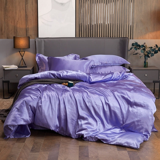 Bedding Set Solid Color Luxury Bedding Kit Rayon Satin Duvet Cover Set Twin Queen King Size Bed Set 2pcs/3pcs/4pcs - Bedding Set