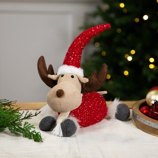 Laying Plush Moose Christmas Figure