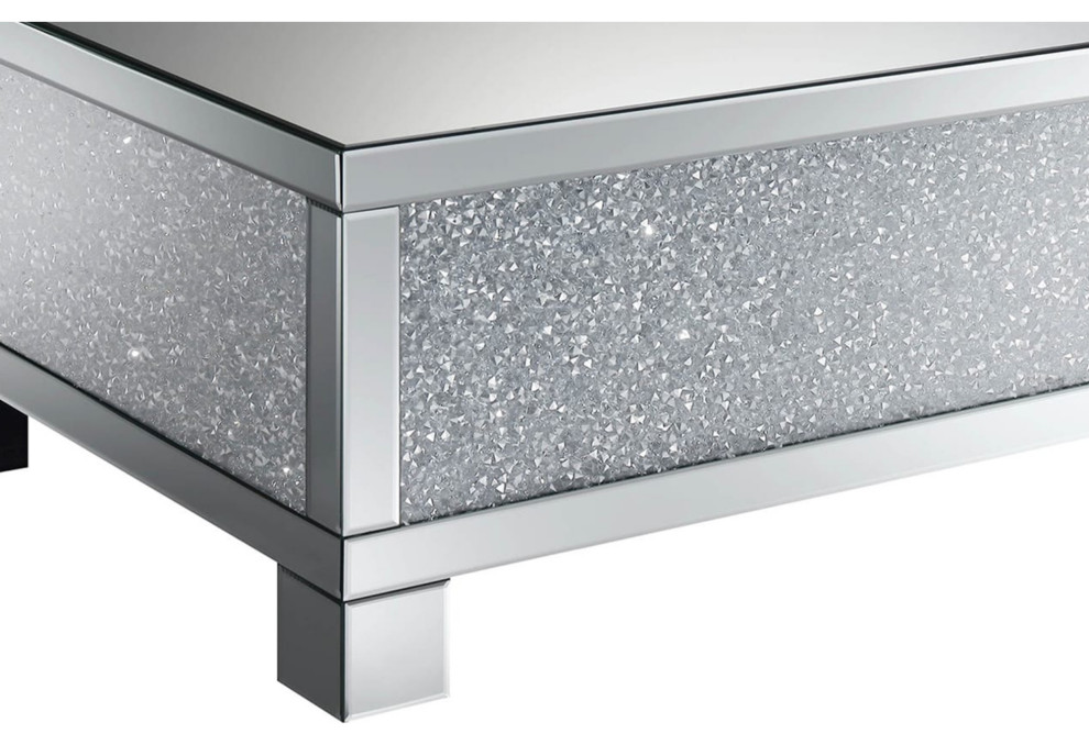 Contemporary Style Metal Coffee Table With Crystal Accents  Silver   Contemporary   Coffee Tables   by VirVentures  Houzz