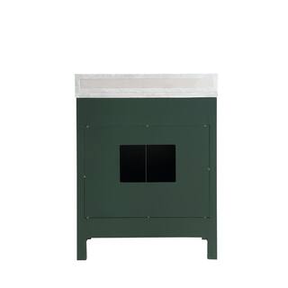 Eileen 30in.W X22in.DX35.4 in. H Bathroom Vanity in Green with Natural Marble Stone Vanity Top in White with White Sink 59030-CAB-GN-SQ