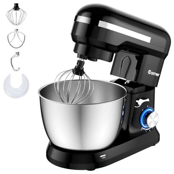 4.8 Qt 8-speed Electric Food Mixer with Dough Hook Beater - 13.5