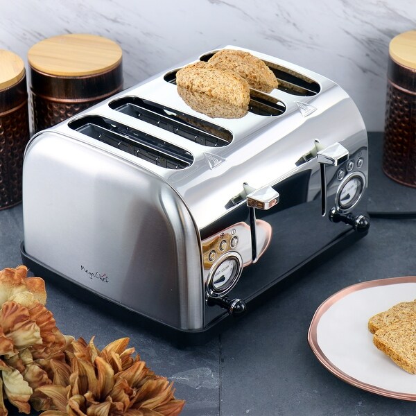 4 Slice Wide Slot Toaster with Toasting Control Silver