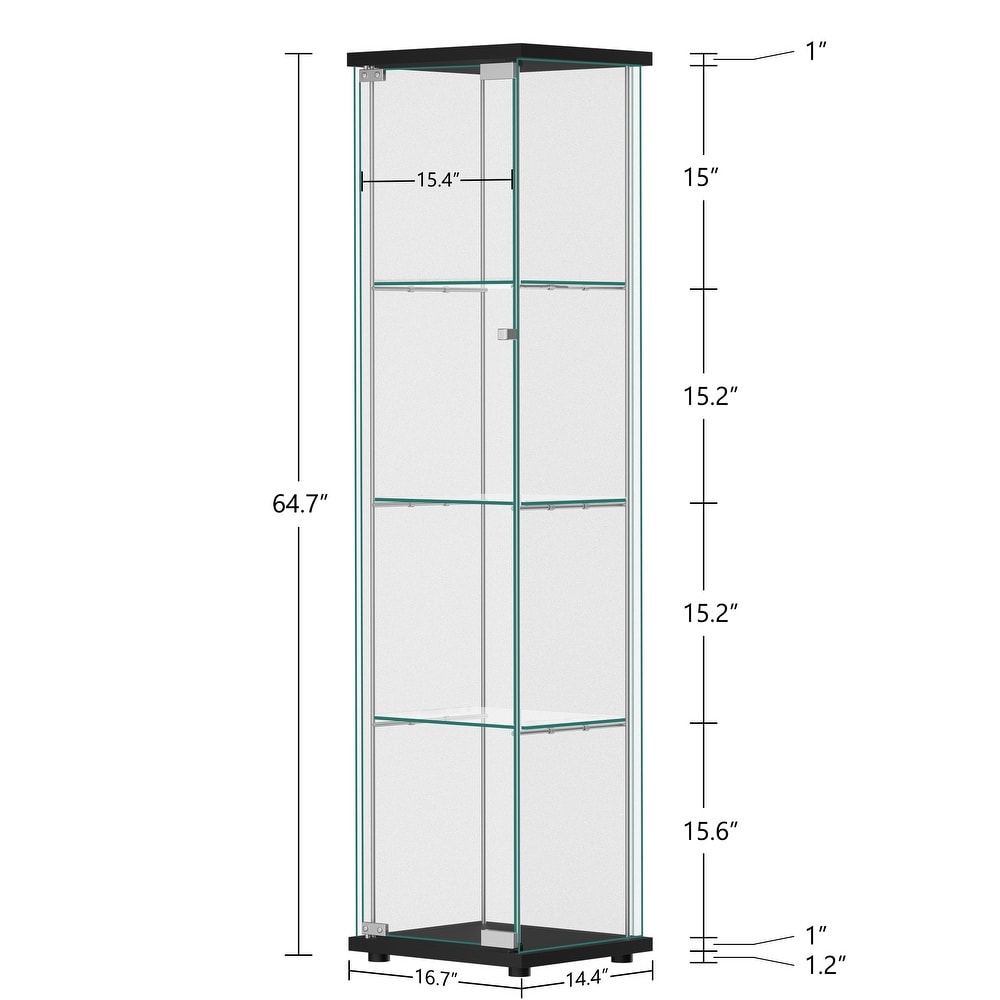 Tempered Glass Bookshelf Curio Display Cabinet