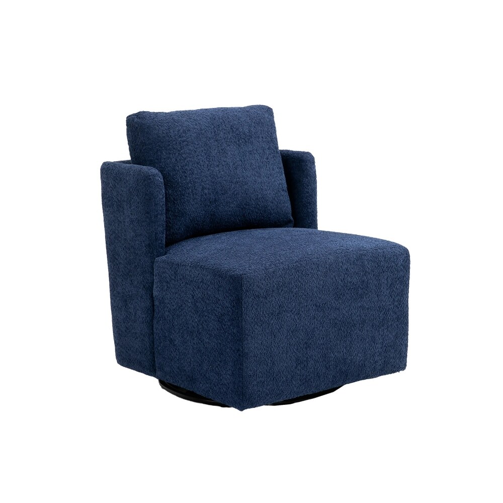 Chenille Upholstered 360 Degree Swivel Barrel Chair For Living Room Bedroom