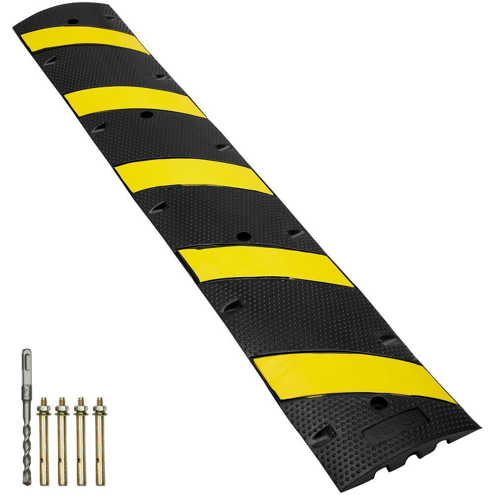 VEVOR 72 in. x 11.81 in. Cable Protector Ramp 2 Channel 22000 lbs. Load Raceway Cord Cover Rubber Speed Bump for Traffic Roads JSDDLBHQXJZTA4MA6V0