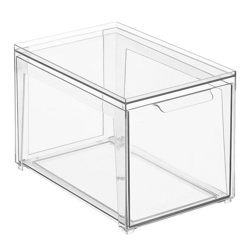 mDesign Clarity 12 x 8 x 8 Plastic Stackable Bathroom Storage Organizer with Drawer