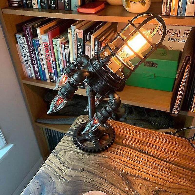 Steampunk Rocket Lamp Bedroom Desk Decoration Night Light Birthday Gift