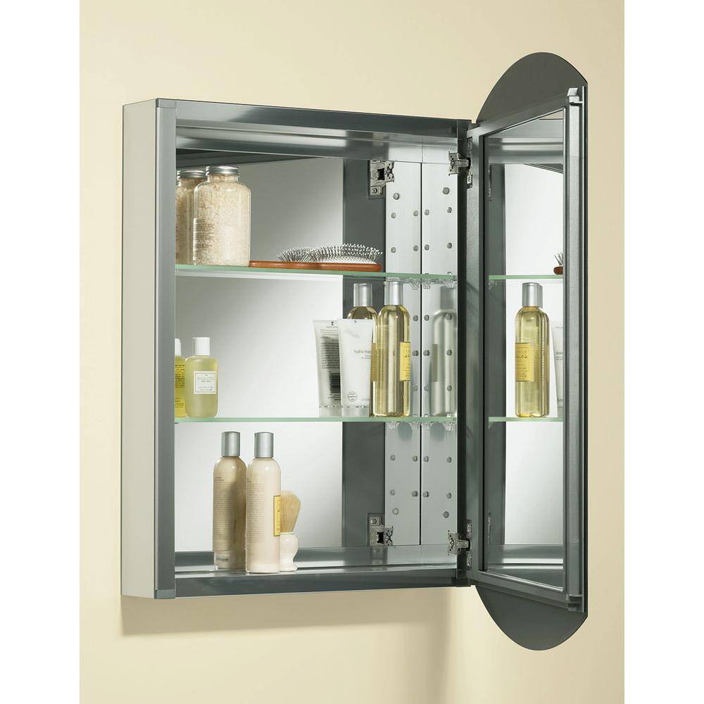 KOHLER Archer 20 in. W x 31 in. H Single Door Mirrored Recessed Medicine Cabinet in Anodized Aluminum K-3073-NA