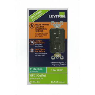 Leviton 15 Amp 125-Volt Duplex SmarTest Self-Test SmartlockPro Tamper Resistant GFCI Outlet Black (9-Pack) VE9-GFTR1-HE9