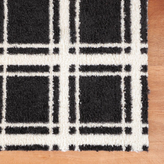 2 x27 x3 x27 Colorstar Prairie Grid Door Mat Black Bungalow Flooring