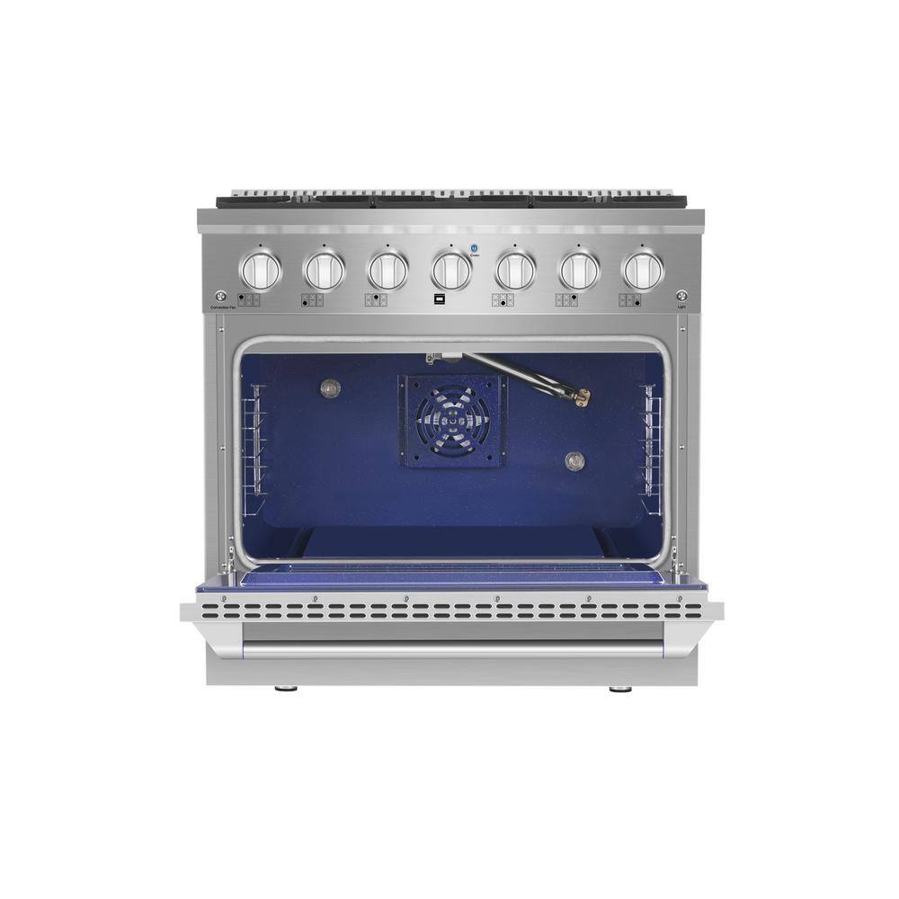 Empava 36 in. 5.2 cu. ft. Single Oven Slide-In with 6 Burners Gas Range in Stainless Steel EPV-36GR08