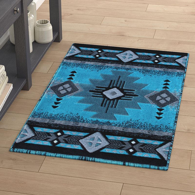 Masada Rugs Masada Rugs 3'x5' Southwest Native American Area Rug - Design C318 Turquoise