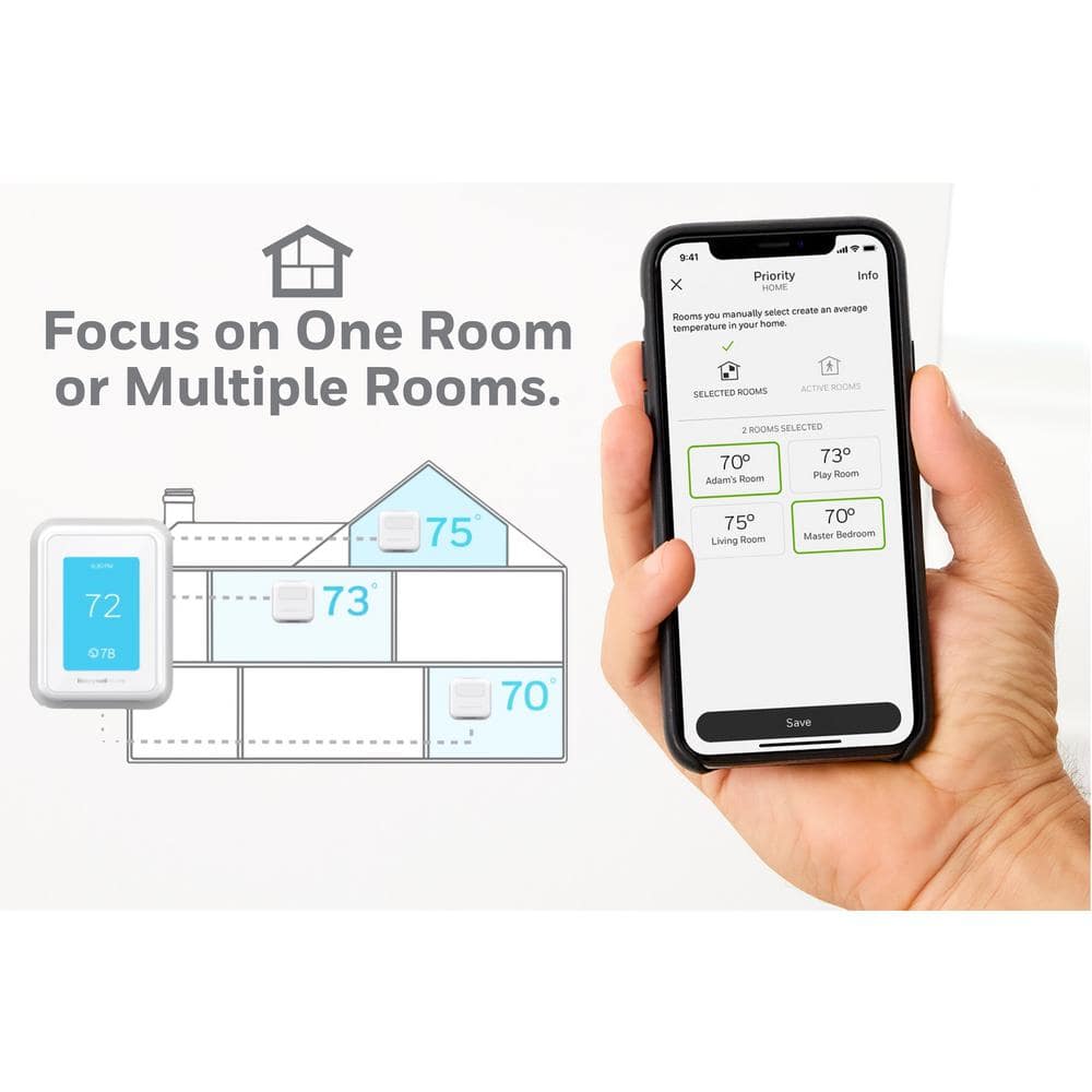 Honeywell Home T9 WiFi 7Day Programmable Smart Thermostat with Touchscreen Display and Smart Room Sensor