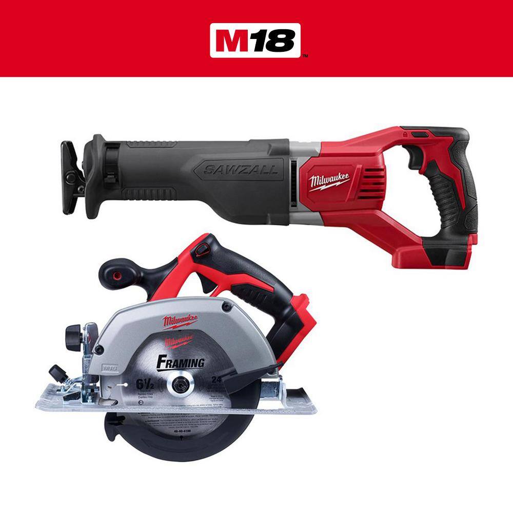 MW M18 18V Lithium-Ion Cordless SAWZALL Reciprocating Saw and 6-12 in. Circular Saw 2621-20-2630-20