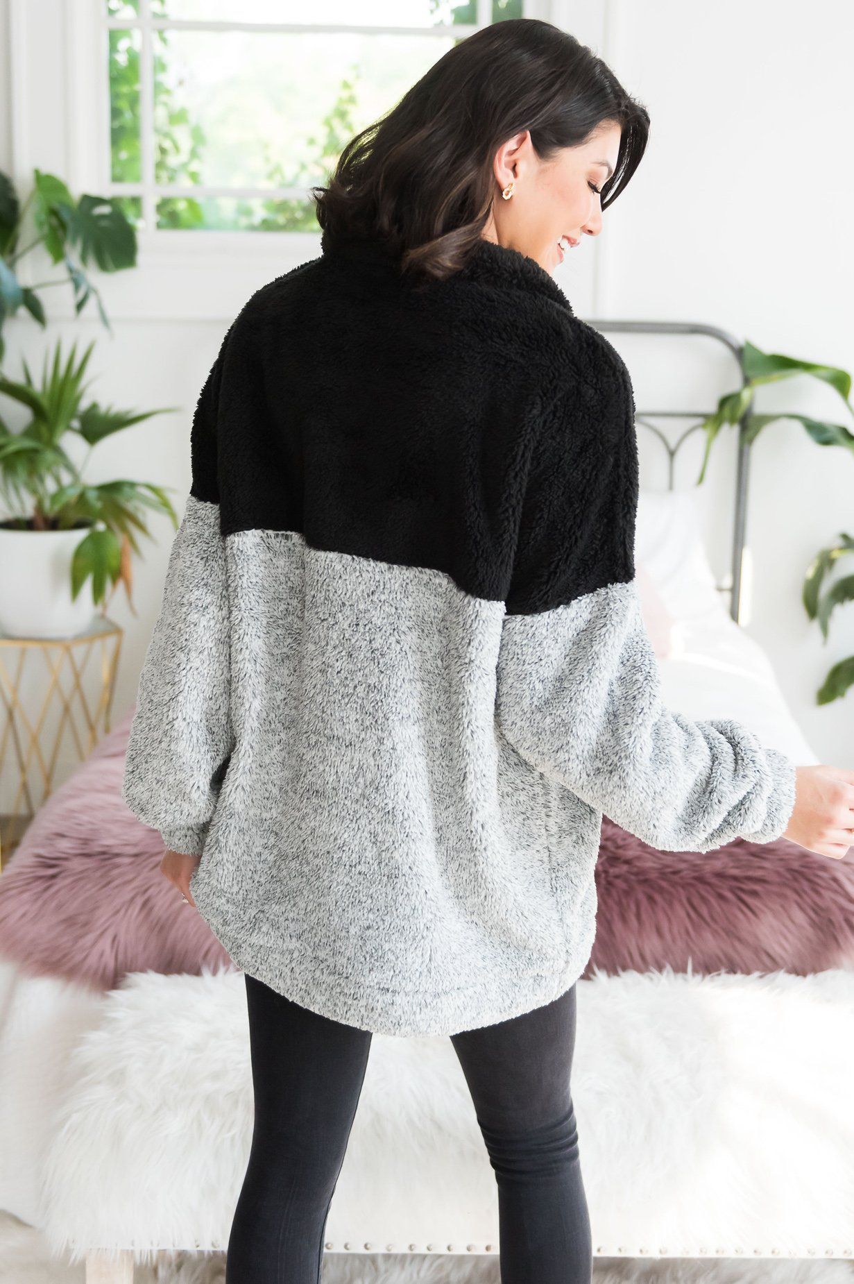 Fluffy Two Tone Pullover Sweater