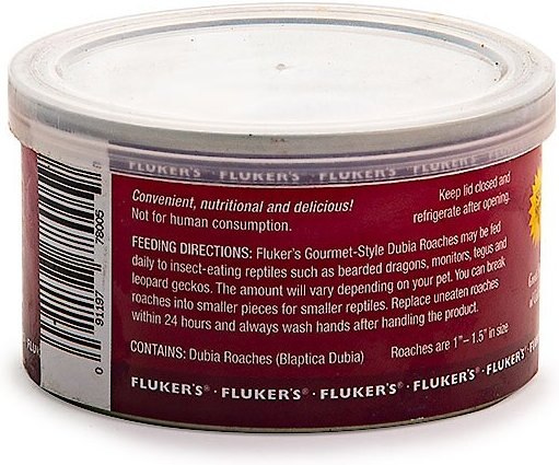 Fluker's Gourmet-Style Canned Dubia Roaches Reptile Food， 1.2-oz bag