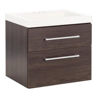 Domani Larissa 24 in. W x 19 in. D Wall Hung Bathroom Vanity in Elm Ember with Cultured Marble Vanity Top in White with Sink LR24P2-EE