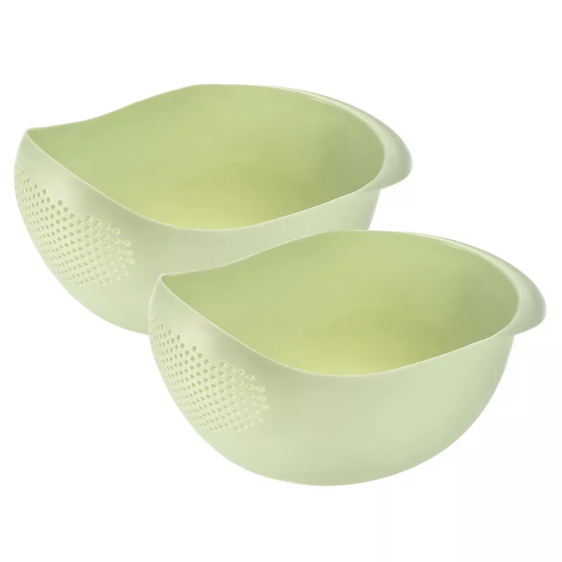 2pcs Rice Washing Filter Strainer Basket Rice Sieve Fruit Drain Bowl