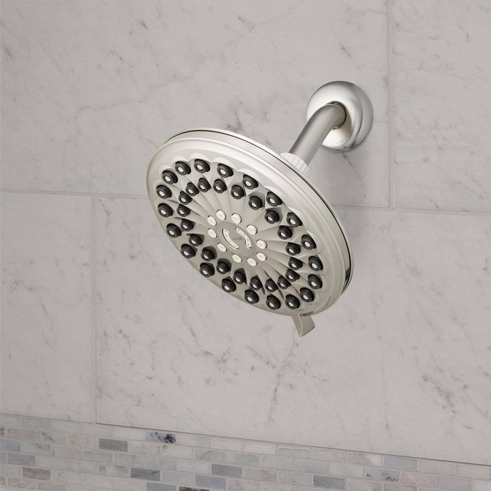 Waterpik 6-Spray Patterns 7 in. Drencher Wall Mount Adjustable Fixed Shower Head in Brushed Nickel XED-639E