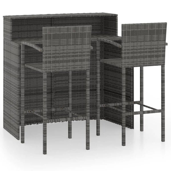 3 Piece Patio Bar Set Gray - Overstock - 36225696