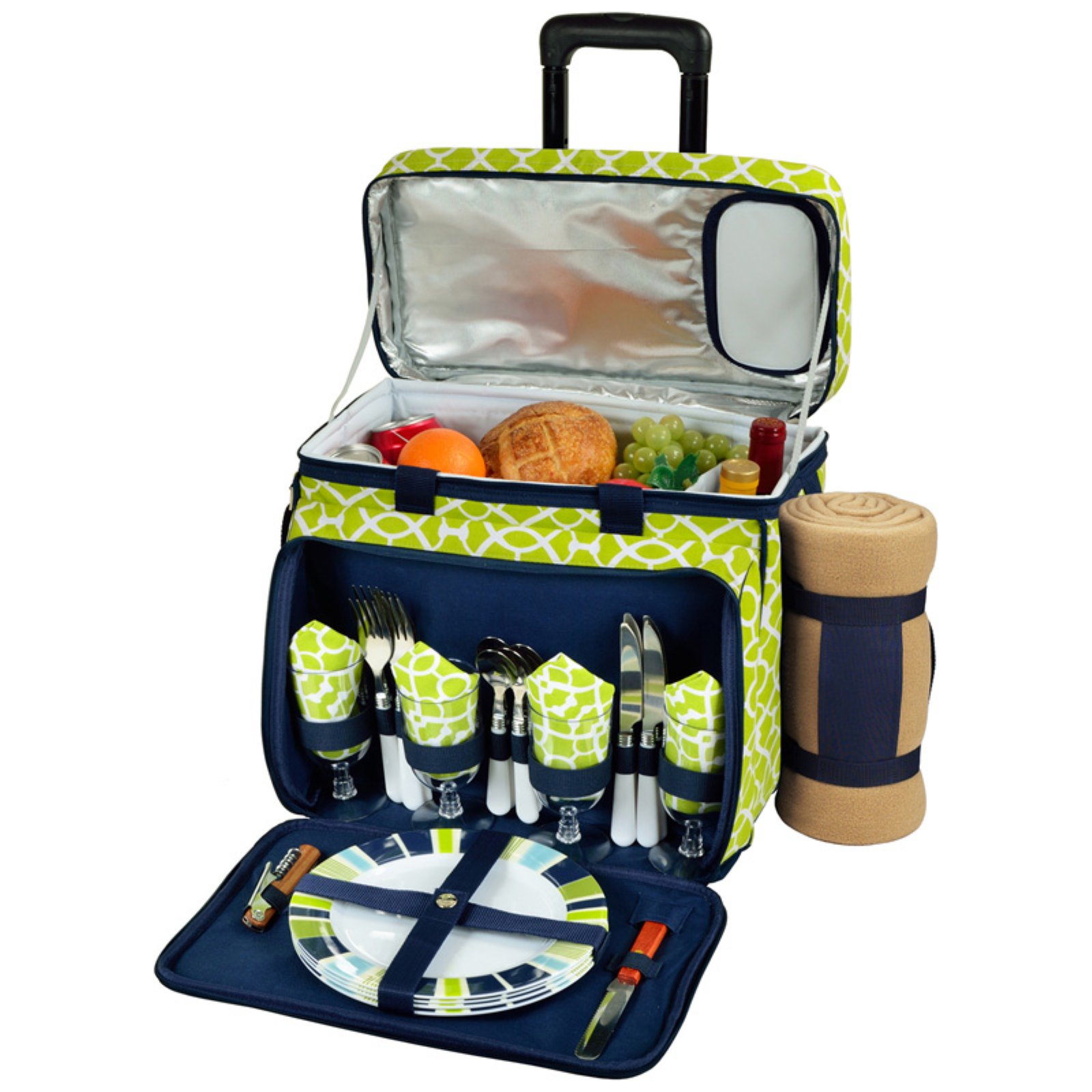 Picnic at Ascot 4 Person Equipped Picnic Cooler on Wheels with Blanket