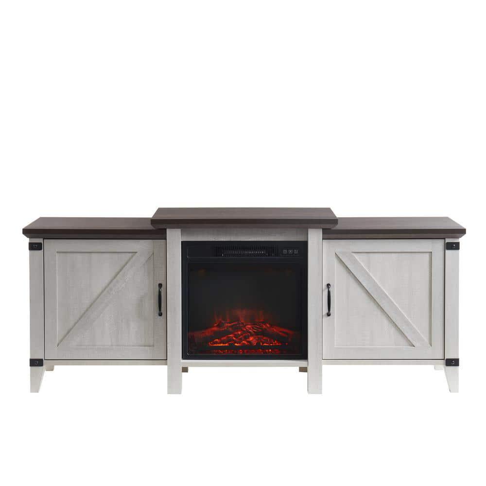 EDYO LIVING 63 in Freestanding Wooden Electric Fireplace TV Stand in Grey