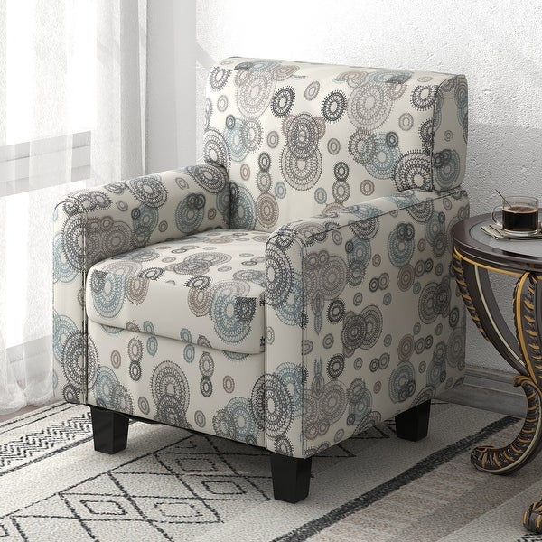 Linen Upholstered Accent Armchair with Tapered Solid Wood Legs and Square Arm