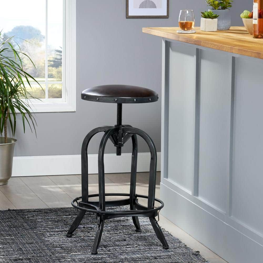 Noble House Silla 33.5 in. Brown Adjustable Bar Stool 3693