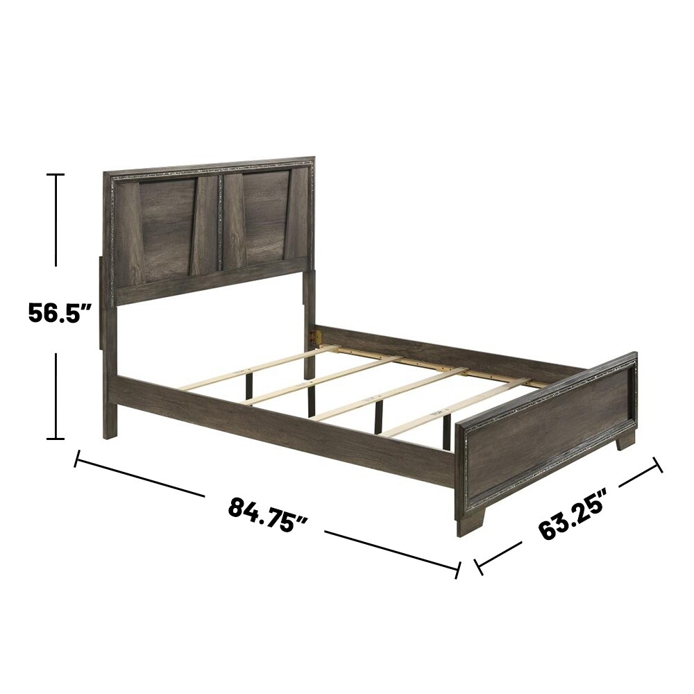 Wooden Panel Bedroom Set with Glittering Strip Design in Grey