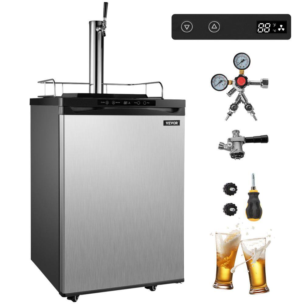 VEVOR 23 in. - 83 in. 43 gal. Single Tap Kegerators Beer Dispenser Temperature Control Beer Refrigerator in Stainless Steel PJLZFPJHSDTMC5407V1