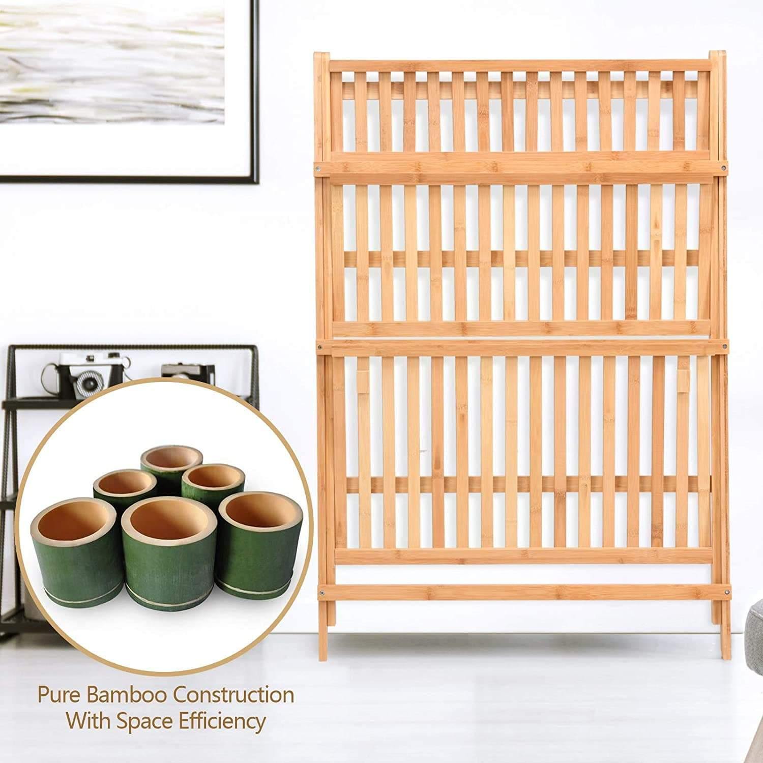 3 Tier Folding Bamboo Plant Stand Organizer Storage Shelving