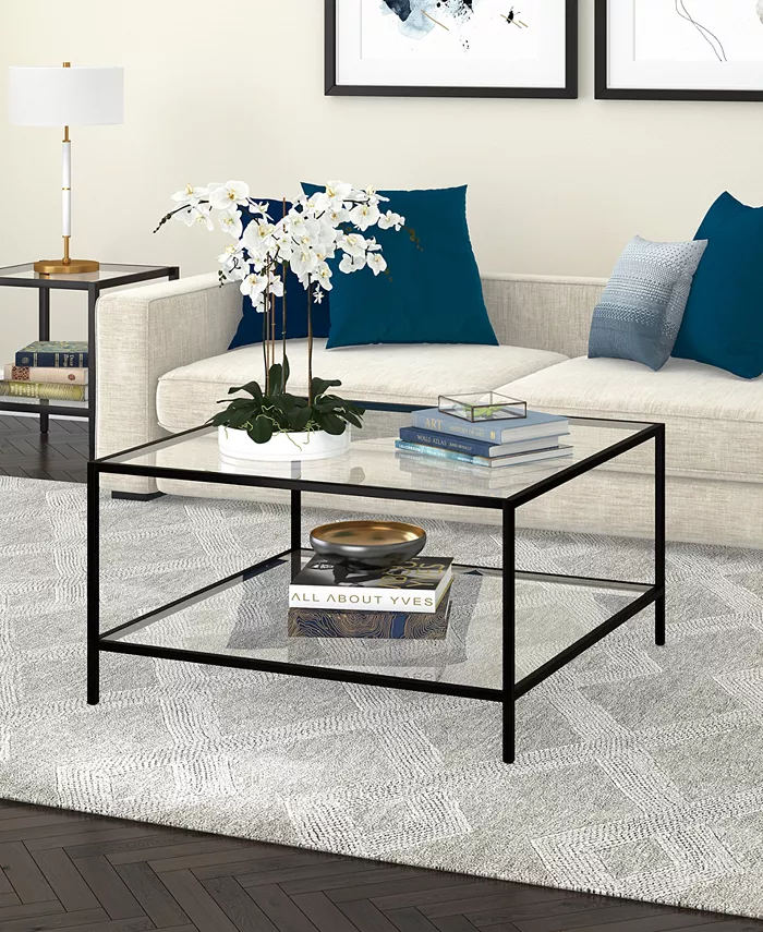 Hudson and Canal Sivil 32 Square Coffee Table with Shelf