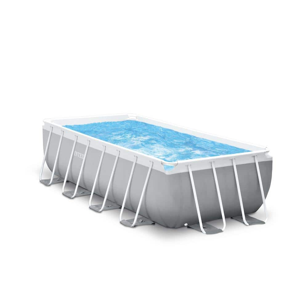 Intex 16 ft. x 8 ft. x 42 in. D Rectangular Metal Frame Above Ground Pool 26791EH