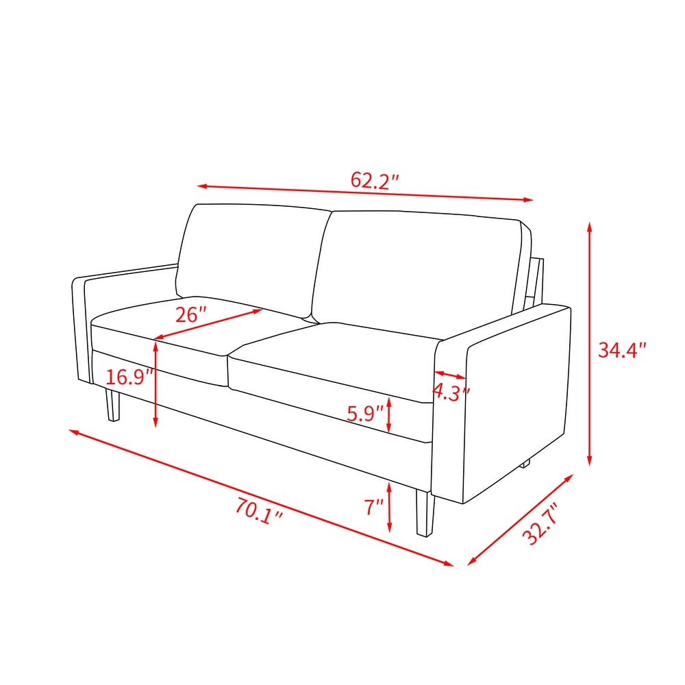 Velvet Square Arm Sofa