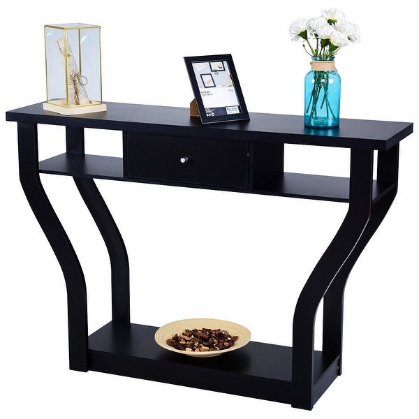 Costway Black Accent Console Table Modern Sofa Entryway Hallway Hall