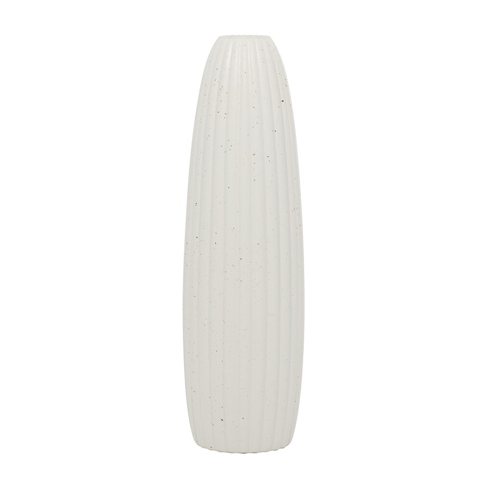 White Ceramic Speckled Vase   5 x 5 x 18