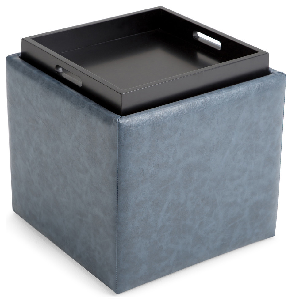 Rockwood Cube Storage Ottoman with Tray   Contemporary   Footstools And Ottomans   by Homesquare  Houzz